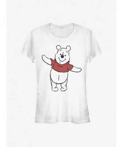 Limited-time Offer Disney Winnie The Pooh Basic Sketch Pooh Girls T-Shirt $5.18 T-Shirts