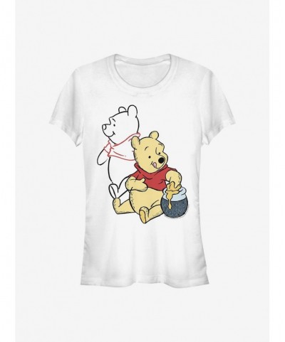 New Arrival Disney Winnie The Pooh Pooh Line Art Girls T-Shirt $6.15 T-Shirts