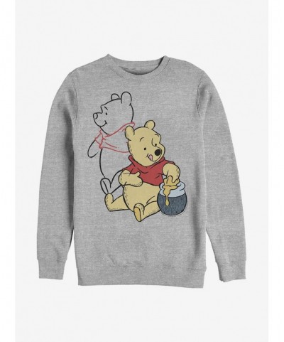 Trendy Disney Winnie The Pooh Line Art Crew Sweatshirt $9.45 Sweatshirts