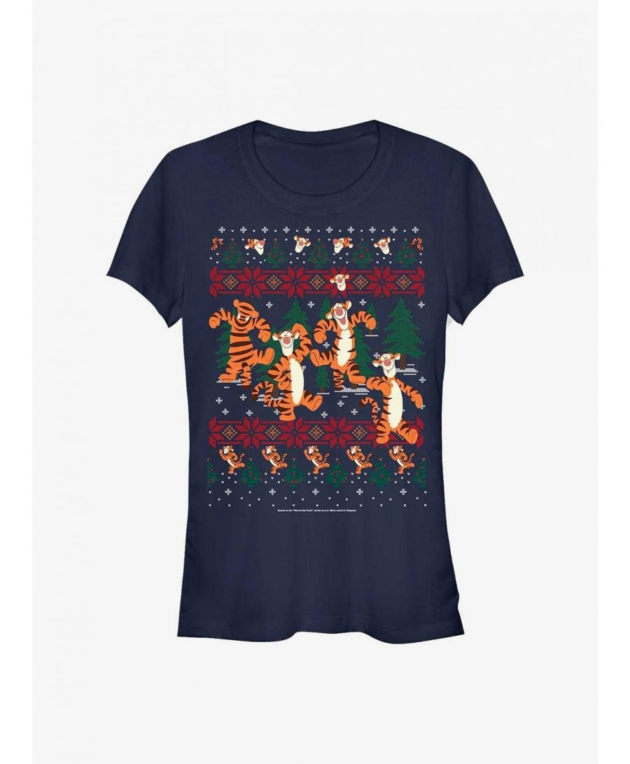 Pre-sale Discount Disney Winnie The Pooh Tigger In The Woods Christmas Girls T-Shirt $7.60 T-Shirts