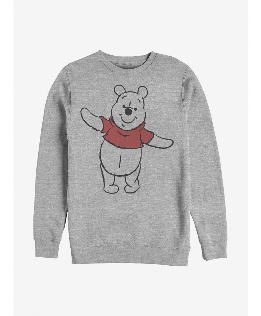 Exclusive Price Disney Winnie The Pooh Basic Sketch Pooh Crew Sweatshirt $12.69 Sweatshirts