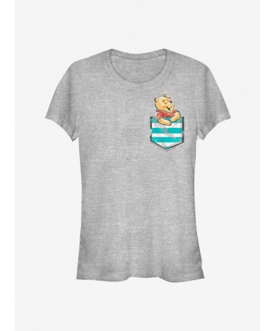 Huge Discount Disney Winnie The Pooh Pooh Faux Pocket Classic Girls T-Shirt $7.44 T-Shirts