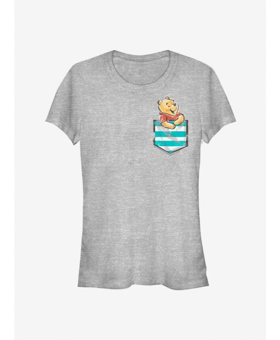 Huge Discount Disney Winnie The Pooh Pooh Faux Pocket Classic Girls T-Shirt $7.44 T-Shirts