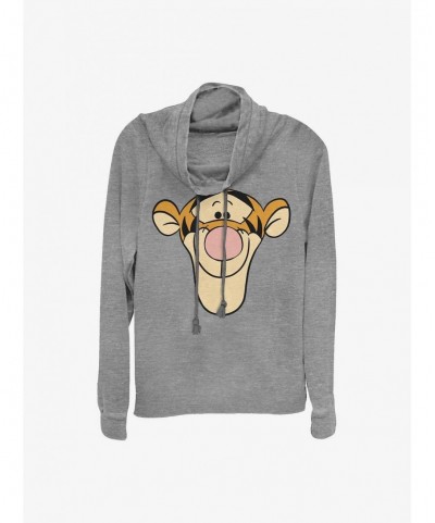 Premium Disney Winnie The Pooh Big Face Tigger Cowlneck Long-Sleeve Girls T-Shirt $11.85 T-Shirts