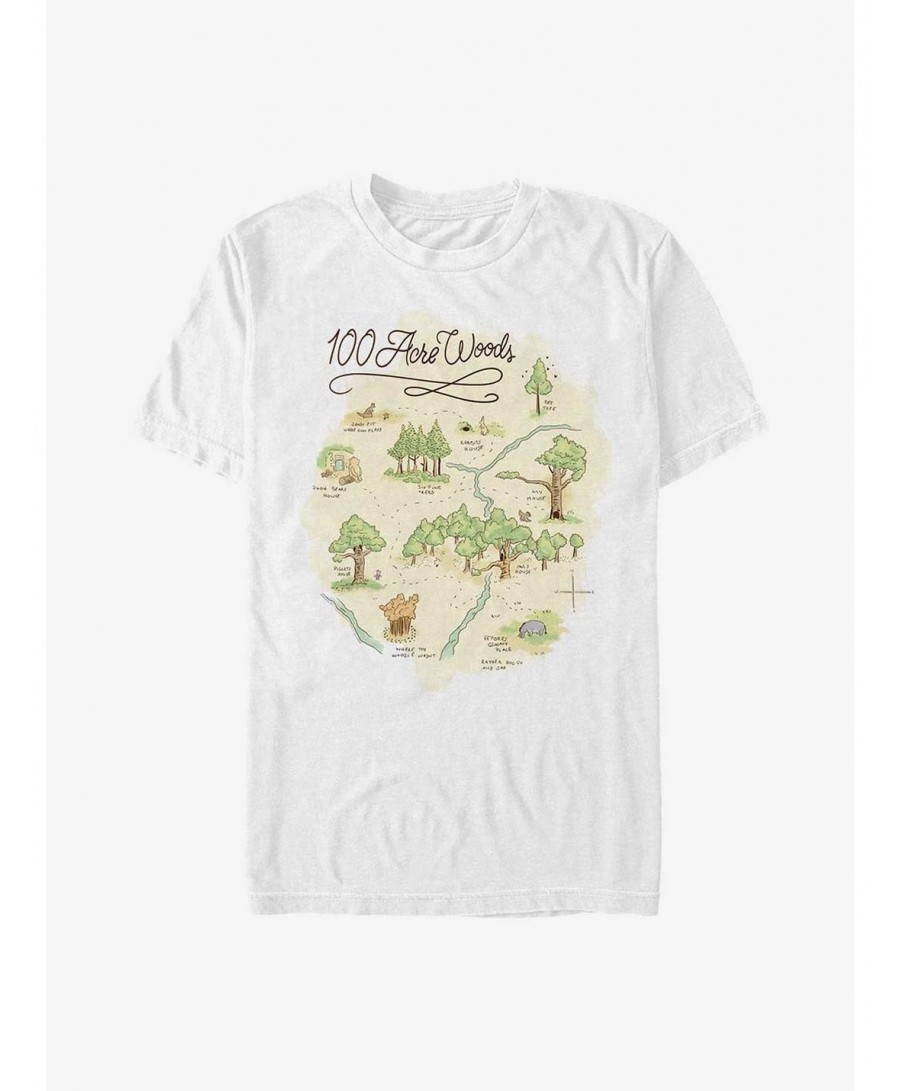 Exclusive Disney Winnie The Pooh 100 Acre Map Extra Soft T-Shirt $8.74 T-Shirts