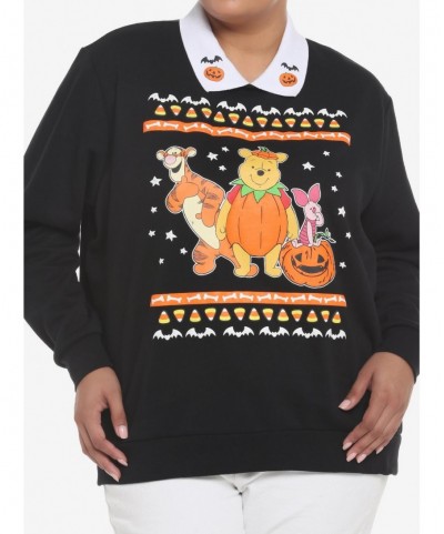 Best Deal Her Universe Disney Halloween Winnie The Pooh & Friends Collared Girls Sweatshirt Plus Size $10.87 Sweatshirts